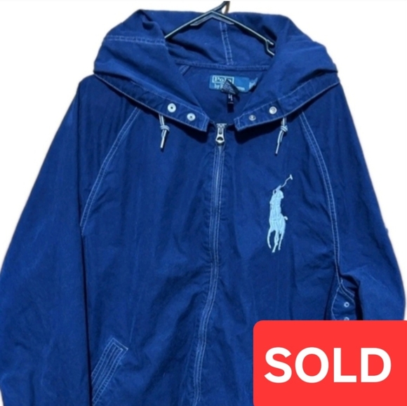 Ralph Lauren Other - Rare Vintage Ralph Lauren Polo BIG PONY Blue Hooded Jacket Talon Men's XL